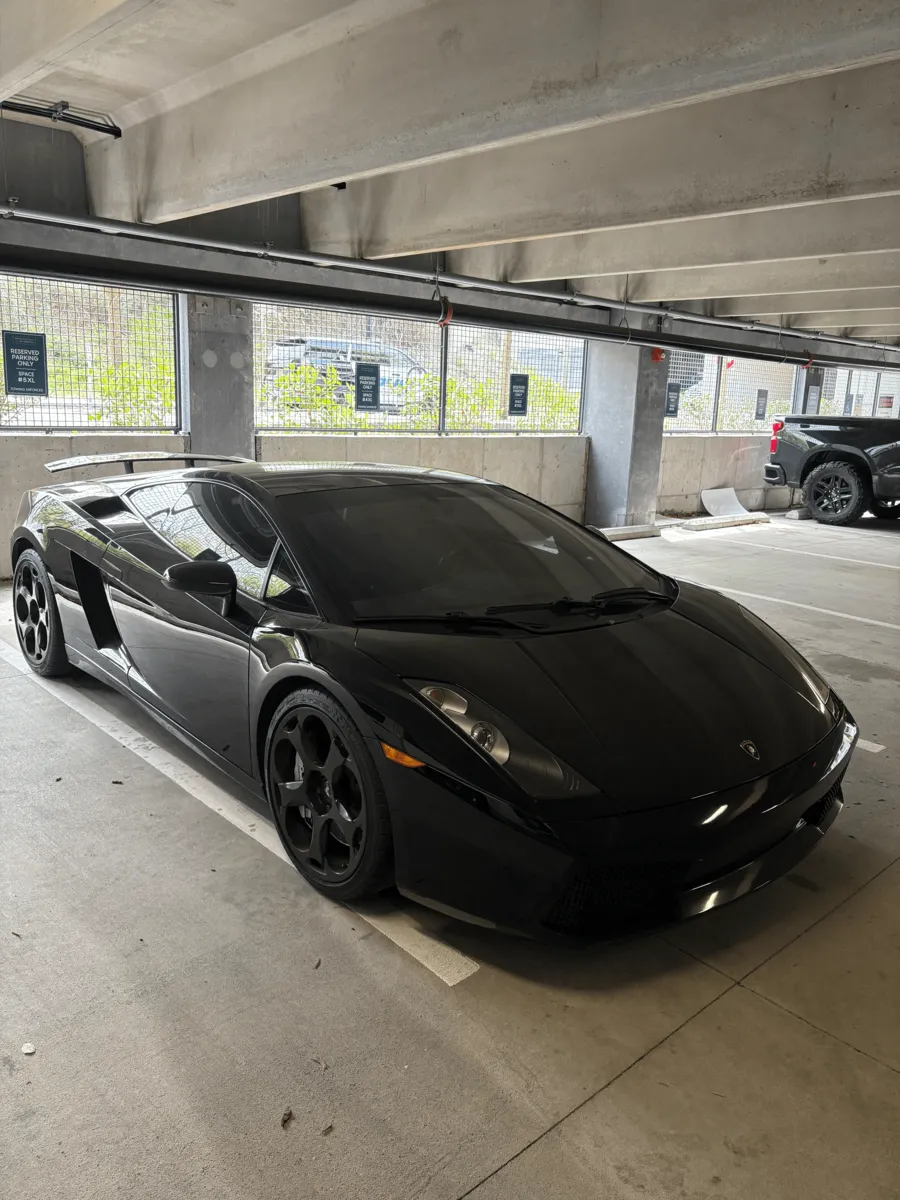 Black Lamborghini with a mirror-like finish